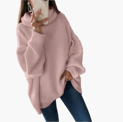 Damen Oversize Rollkragenpullover – Lässiger Strickpullover für Herbst und Winter