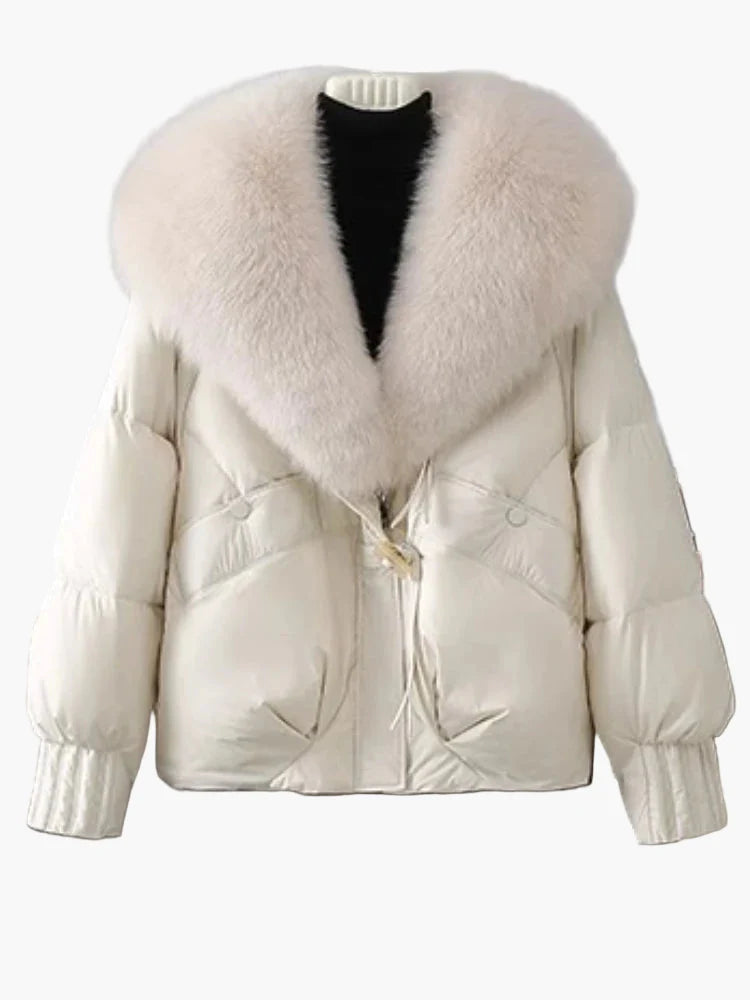 Damen Winterjacke mit großem Kunstfellkragen – Eleganter, warmer Steppmantel für Alltag und Freizeit