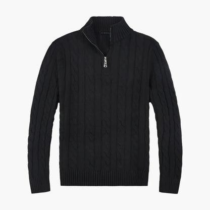 Herren Strickpullover mit Zopfmuster und Halbzipp – Eleganter Freizeitpullover für stilvolle Outfits