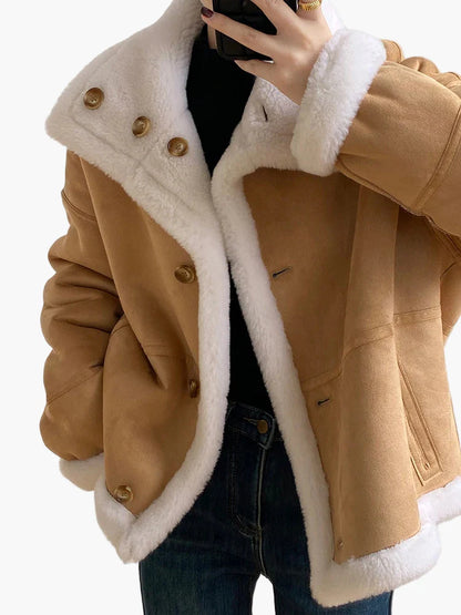 Damen Winter Shearling-Jacke im modernen Oversize-Stil – Warme Freizeitjacke für kalte Tage