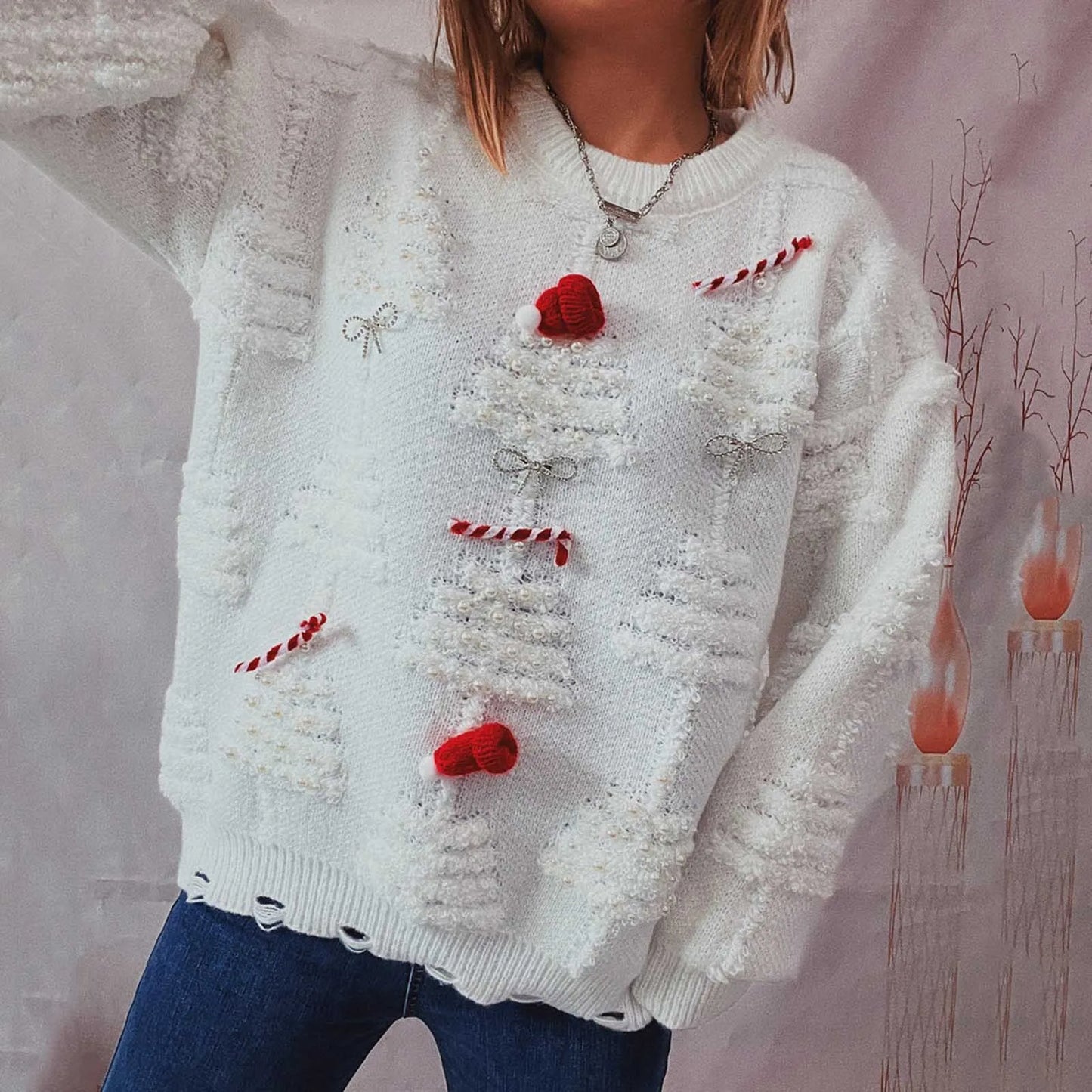 Alina - Hässlicher Weihnachtspulli - Winterlicher Damen-Pullover mit Weihnachtsthema