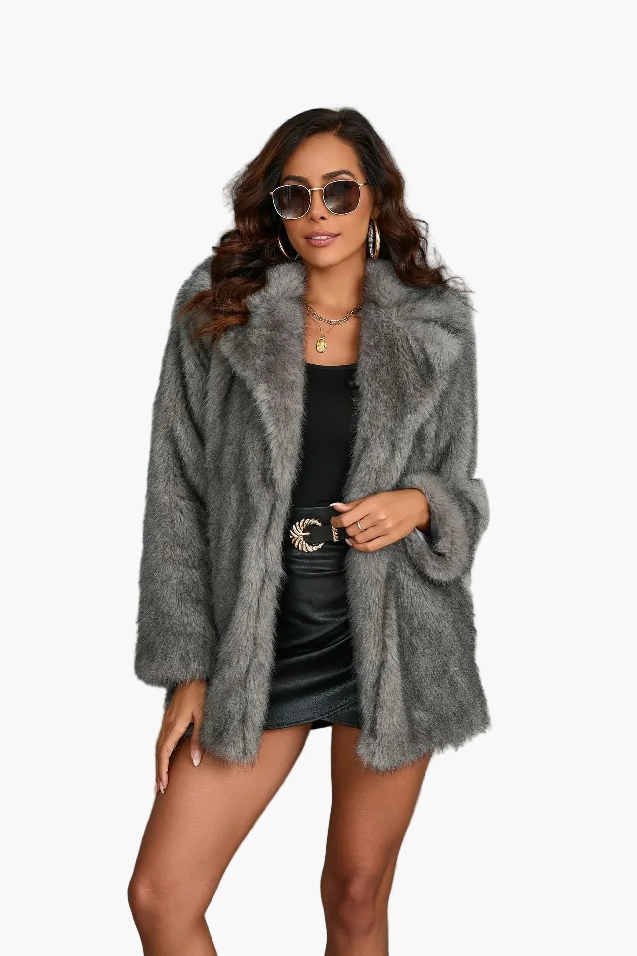 Damen Faux-Fur Mantel – Eleganter Winter Kunstpelz Kurzmantel für stilvolle Outfits