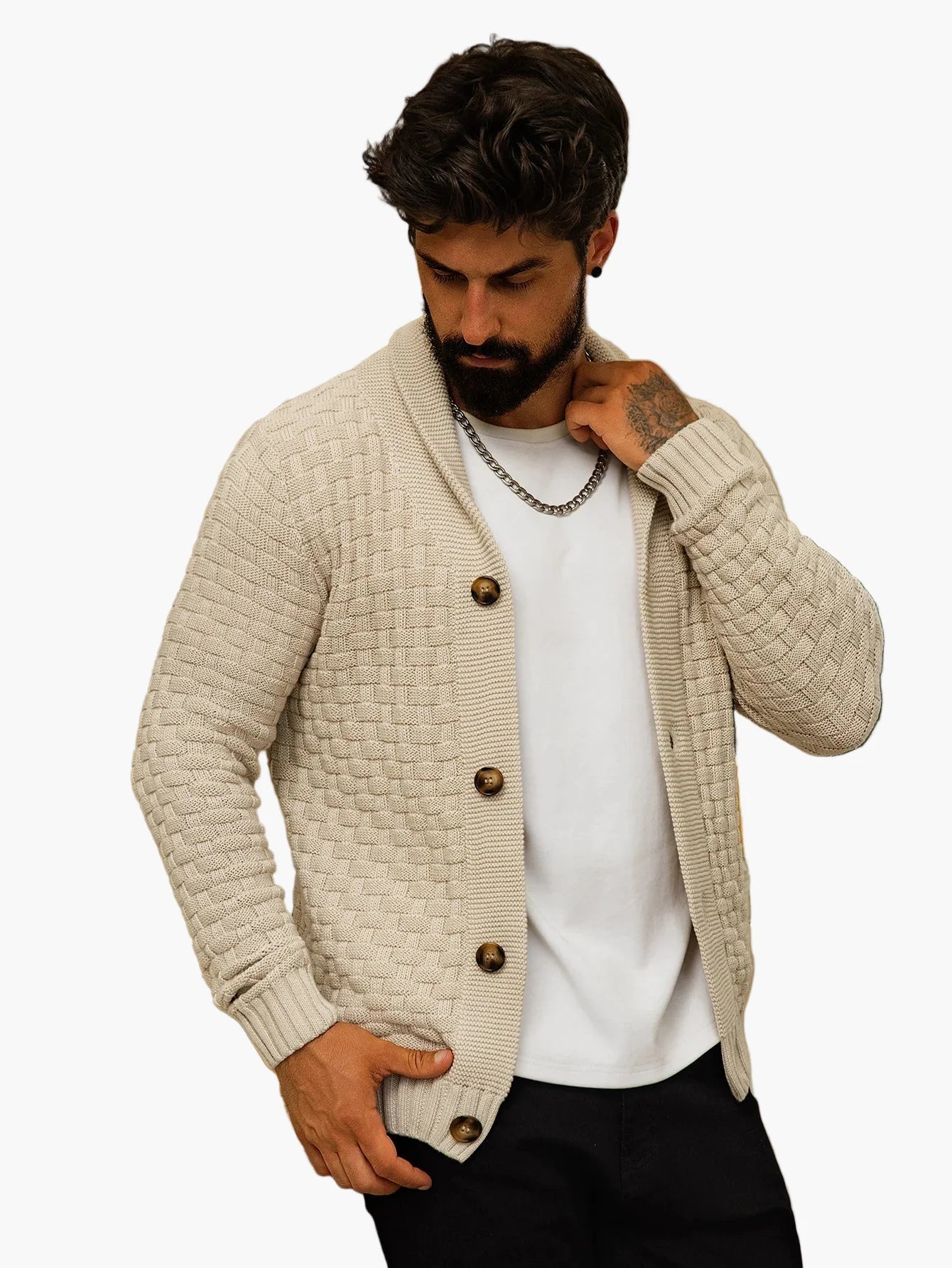 Herren Strick-Cardigan für Freizeit und Alltag – Modischer V-Ausschnitt, Offener Stil