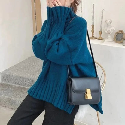 Damen Pullover mit hohem Kragen – Koreanischer Stil, modisch und warm für Herbst und Winter