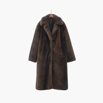 Damen Langer Kunstfell-Mantel – Eleganter Winter Trenchcoat für stilvolle Outfits