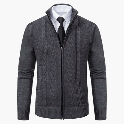 Herren Strickjacke mit Zopfmuster – Eleganter Business Casual Cardigan für Büro & Alltag