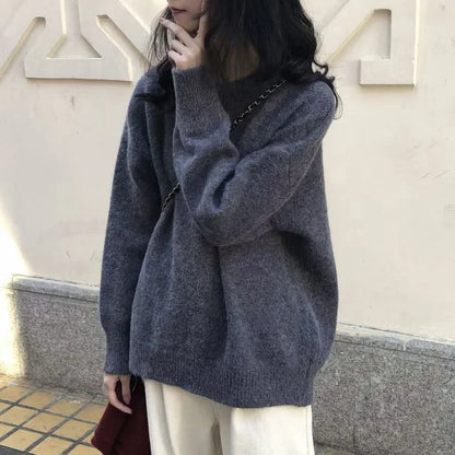 Damen Oversize Pullover – Retro Strickpulli im Lässigen Stil, Ideal für Herbst und Winter