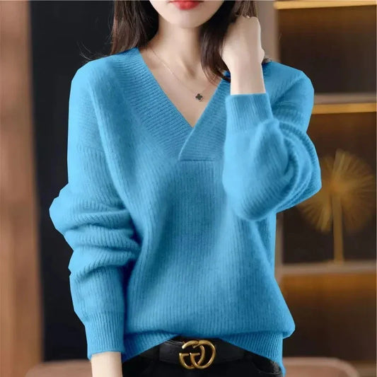 Helene – Locker gestrickter V-Ausschnitt-Pullover für Herbst und Winter