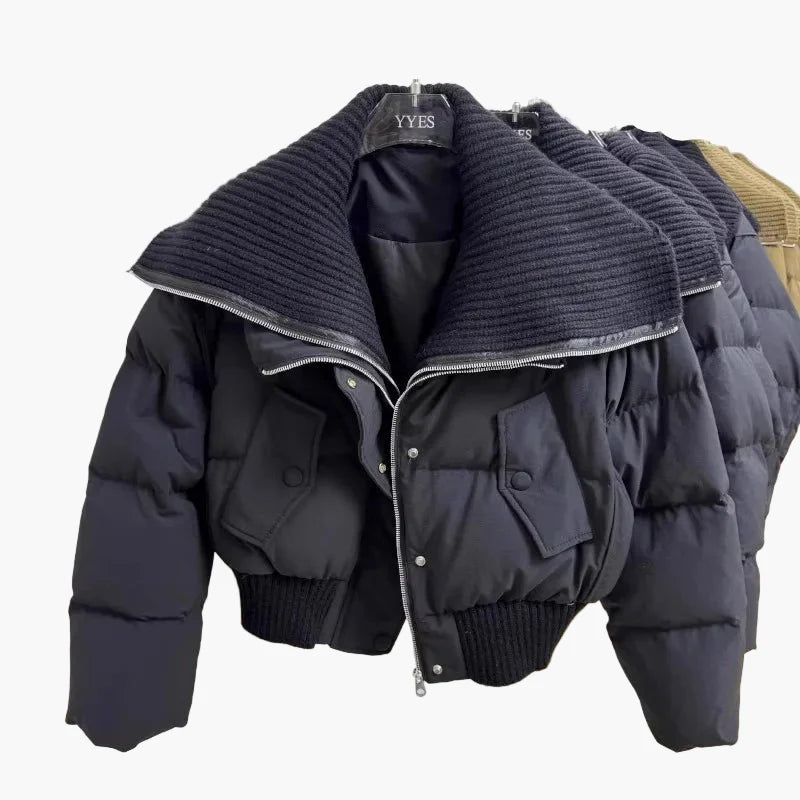 Damen Steppjacke mit breitem Kragen – Modischer Wintermantel für Alltag und Freizeit