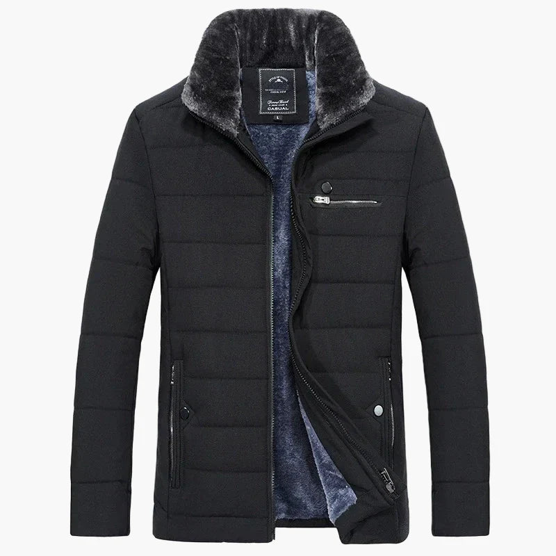 Herren Winter Steppjacke mit Kunstfellkragen – Elegante Outdoor Übergangsjacke