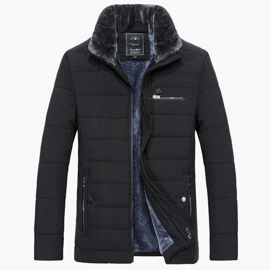 Herren Winter Steppjacke mit Kunstfellkragen – Elegante Outdoor Übergangsjacke
