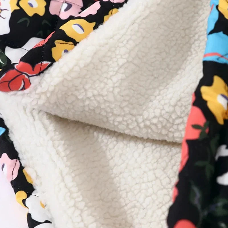 Damen Steppjacke im Vintage-Blumenmuster – Lässiger Boho-Style für Frühling und Sommer