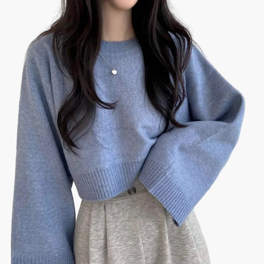 Damen Strickpullover mit weitem Schnitt – Modischer Cropped Style für Alltag und Freizeit