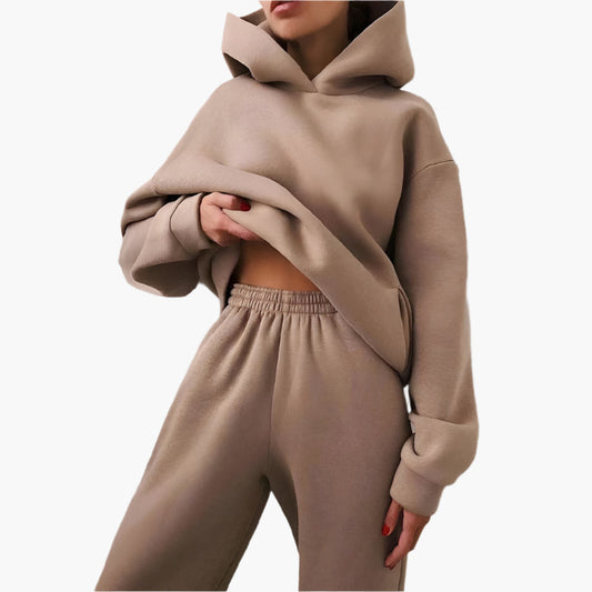 Damen Oversized Freizeit-Jogginganzug mit Kapuze – Komfortabler Hoodie und Jogginghose für Zuhause & Alltag