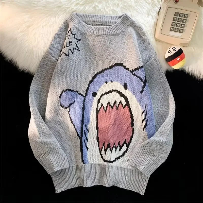 Alexander – Winterpullover mit Cartoon-Hai-Design für Paare