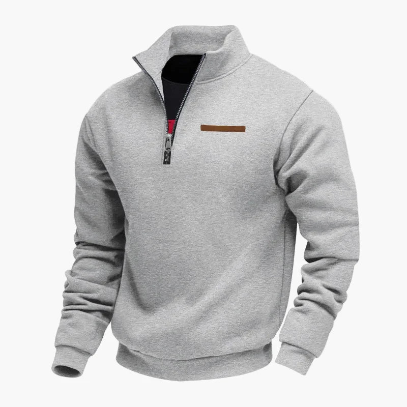 Herren Sweatshirt mit Stehkragen und Halbreißverschluss – Freizeitpullover für Alltag und Reisen