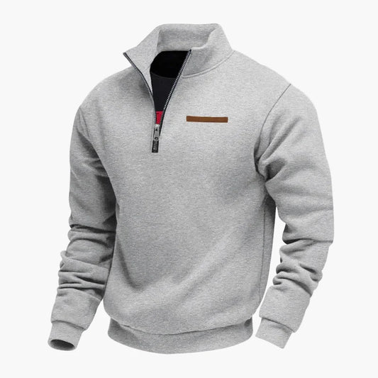 Herren Sweatshirt mit Stehkragen und Halbreißverschluss – Freizeitpullover für Alltag und Reisen