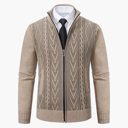 Herren Strickjacke mit Zopfmuster – Eleganter Business Casual Cardigan für Büro & Alltag