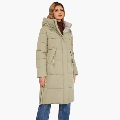 Damen Winter Steppmantel mit Kapuze – Langer, warmer Outdoor-Parka für Alltag & Freizeit