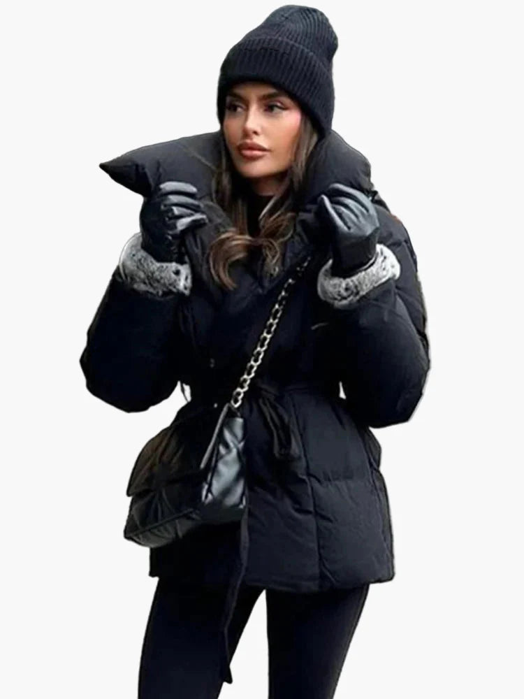 Damen Steppmantel mit Bindegürtel – Modischer Wintermantel für Alltag und Freizeit