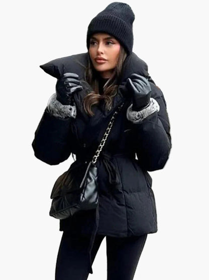 Damen Steppmantel mit Bindegürtel – Modischer Wintermantel für Alltag und Freizeit