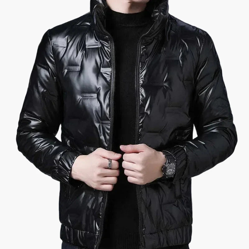 Herren Glänzende Steppjacke – Modischer Alltagsbegleiter im Urban Style