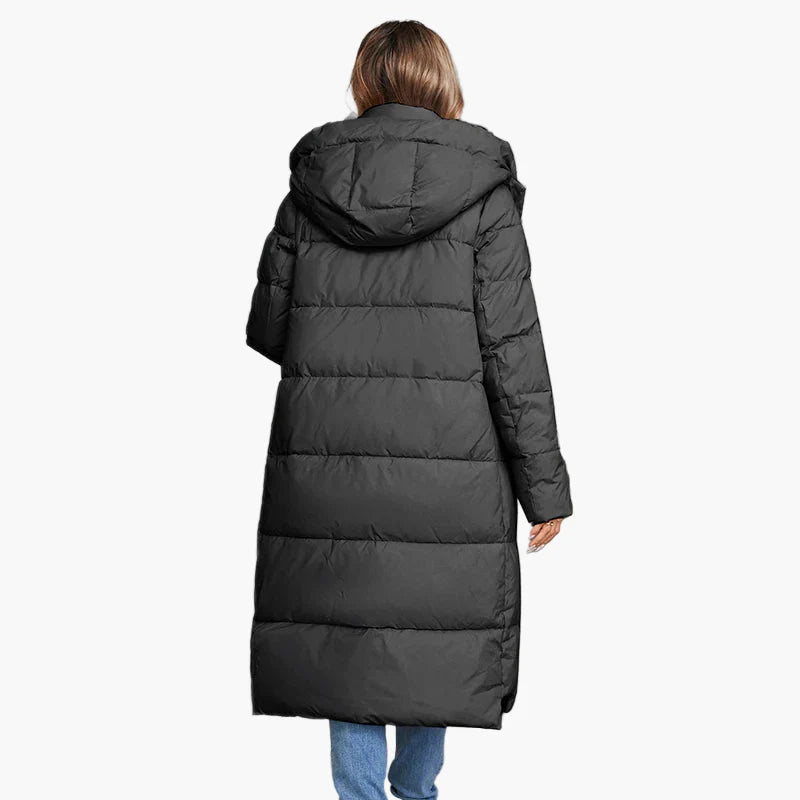 Damen Winter Steppmantel mit Kapuze – Warmer Outdoor-Langmantel für kalte Tage