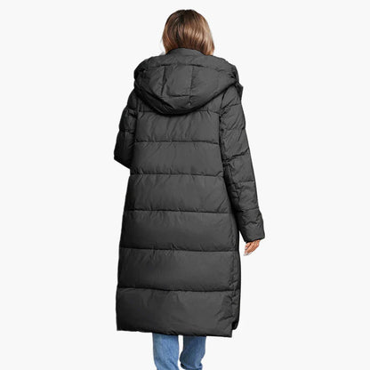Damen Winter Steppmantel mit Kapuze – Warmer Outdoor-Langmantel für kalte Tage