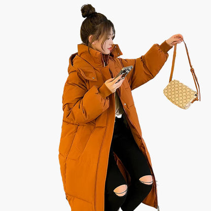 Damen Winter Steppmantel Oversize Langer Puffermantel Warm Outdoor Freizeitjacke
