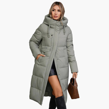Damen Winter Steppmantel mit Kapuze – Warmer Outdoor-Langmantel für kalte Tage