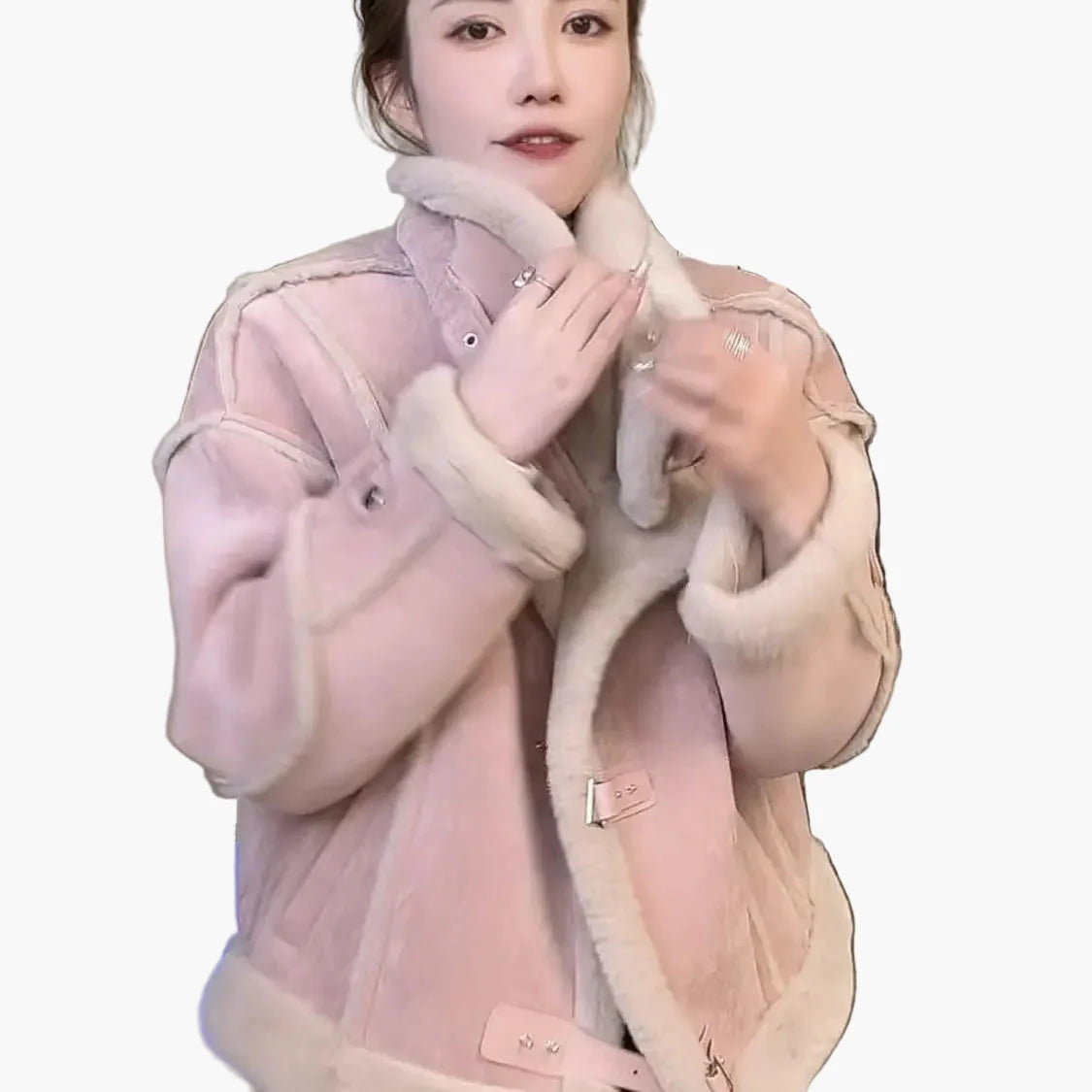 Damen Winter Shearling Jacke im Pilotenstil – Modische Kurzjacke für Alltag und Freizeit