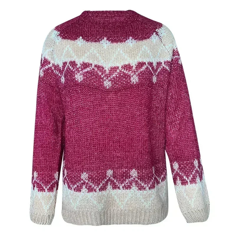 Anette -  Hässlicher Weihnachtspulli - Dicker Strickpulli mit gemütlichem Jacquardmuster