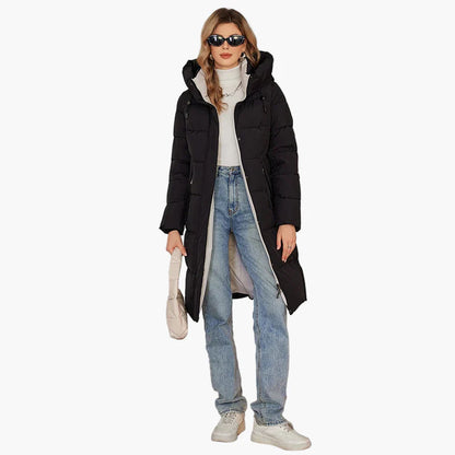 Damen Winter Steppmantel mit Kapuze – Langer, warmer Outdoor-Parka für Alltag & Freizeit