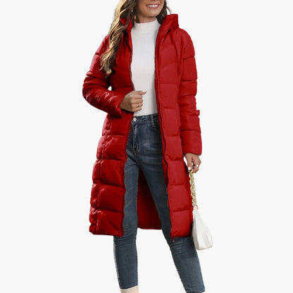 Damen Steppmantel Winterjacke mit Kapuze – Langer Puffermantel für Alltag & Streetwear