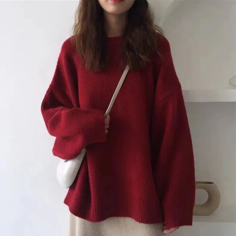 Damen Oversize Pullover – Lockerer Strickpullover im lässigen Stil für Herbst und Winter, ideal für Freizeit und Alltag