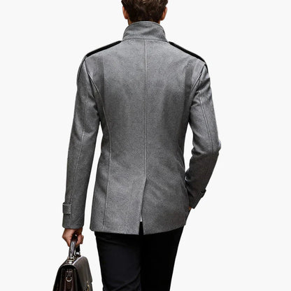 Herren Klassischer Business-Wollmantel – Eleganter Zweireiher Winterjacke für Büro & Alltag