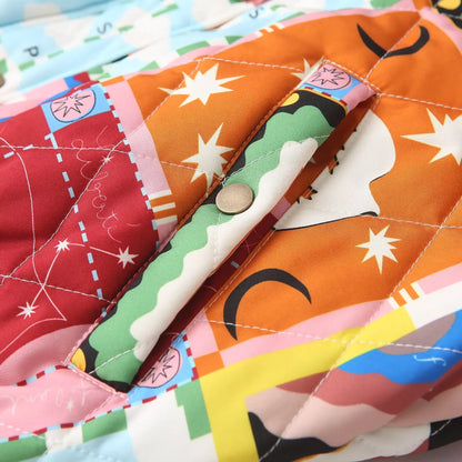 Damen Bomberjacke Patchwork Vintage Stil – Modische Freizeitjacke mit einzigartigem Muster