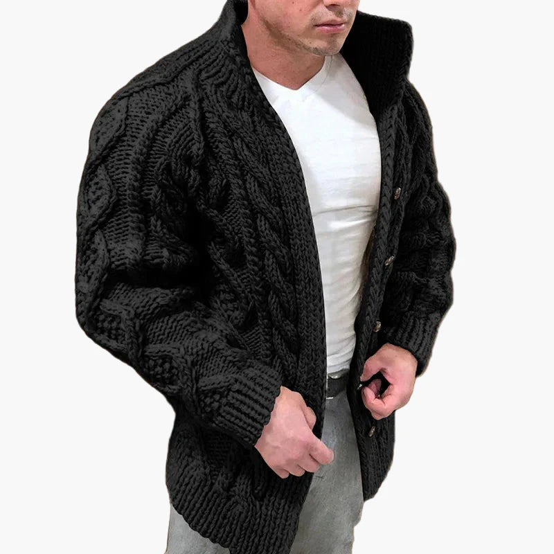 Herren Grobstrick Cardigan mit Zopfmuster – Stilvoller Winter Strickjacke für Freizeit und Alltag
