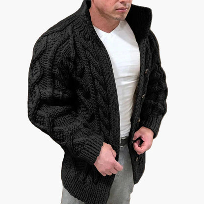 Herren Grobstrick Cardigan mit Zopfmuster – Stilvoller Winter Strickjacke für Freizeit und Alltag