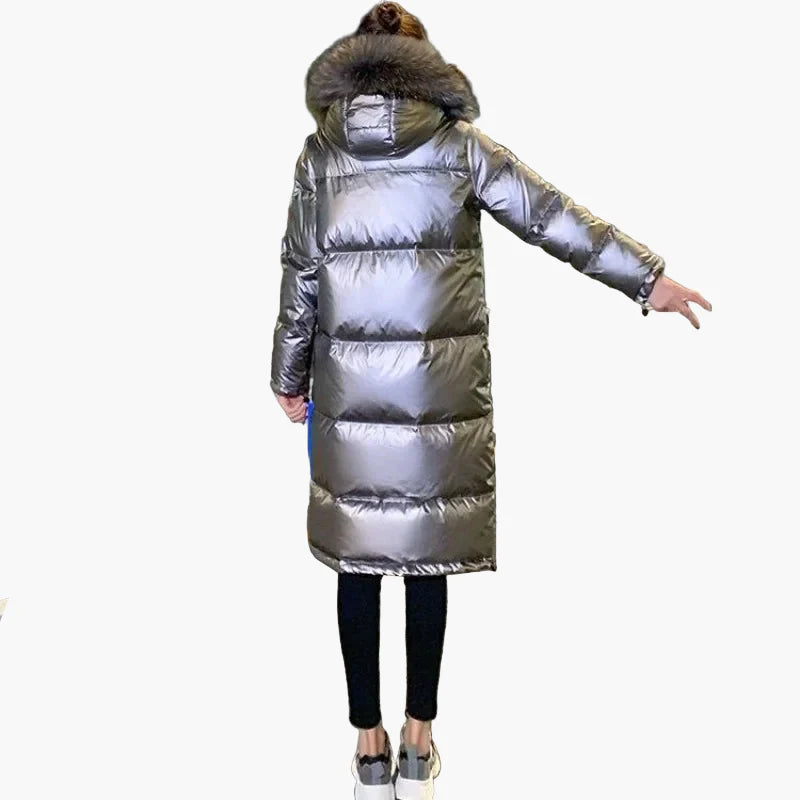 Damen Winter Steppmantel mit Kapuze und Fellkragen – Eleganter, warmer Outdoor-Parka für Alltag & Freizeit