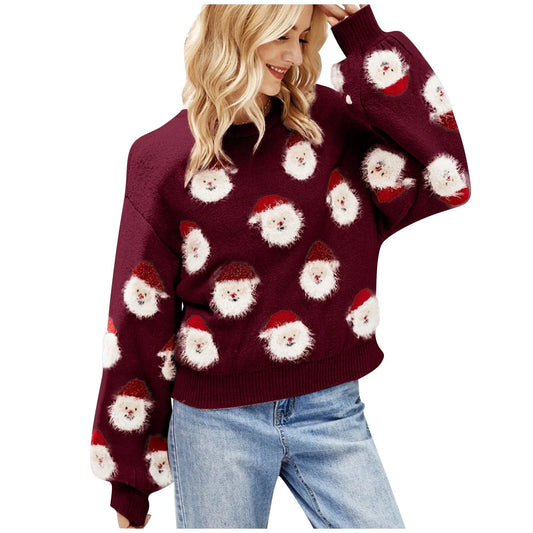 Clara - Hässlicher Weihnachtspulli - Santa Claus Muster Pullover