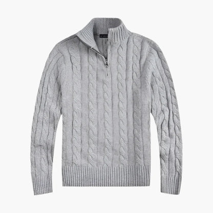 Herren Strickpullover mit Zopfmuster und Halbzipp – Eleganter Freizeitpullover für stilvolle Outfits