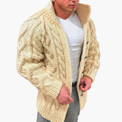 Herren Grobstrick Cardigan mit Zopfmuster – Stilvoller Winter Strickjacke für Freizeit und Alltag