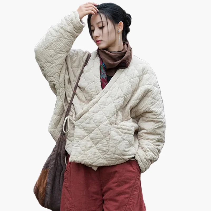 Damen Steppjacke im Vintage-Stil – Komfortabler Freizeitlook, asiatisch inspiriert
