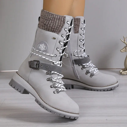 Theresa – Modische Schnürstiefel mit Plateau und dicker Sohle