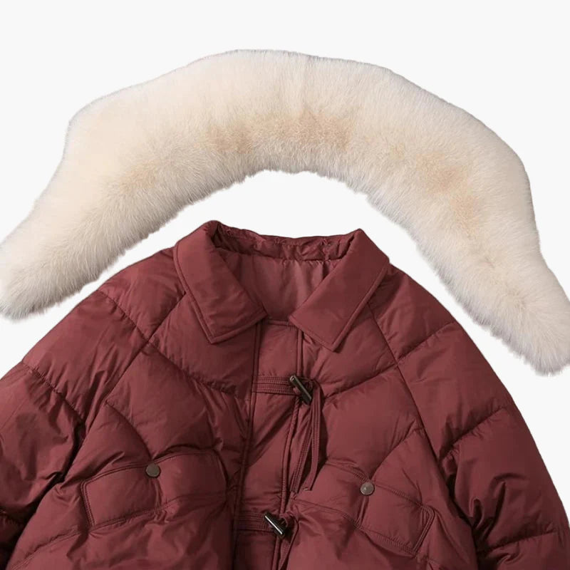 Damen Winterjacke mit großem Kunstfellkragen – Eleganter, warmer Steppmantel für Alltag und Freizeit