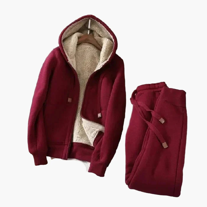 Damen Fleece-Jogginganzug mit Kapuze – Sportlicher Freizeitanzug für Winter und Alltag