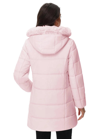 Damen Winter Steppmantel mit Kapuze – Modischer langer Pufferjacke für Alltag & Outdoor