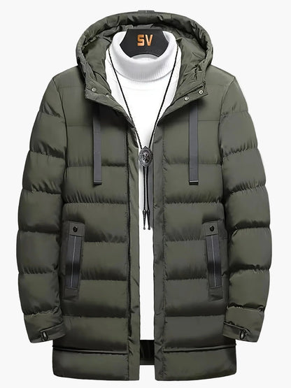 Herren Winter Steppmantel Parka Lang mit Kapuze – Lässiger Stil für Freizeit und Outdoor