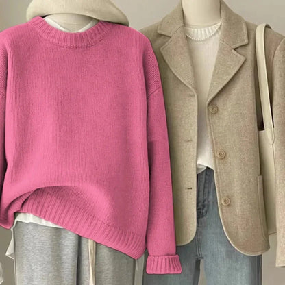 Damen Strickpullover im lässigen Oversize-Stil für Alltag und Freizeit